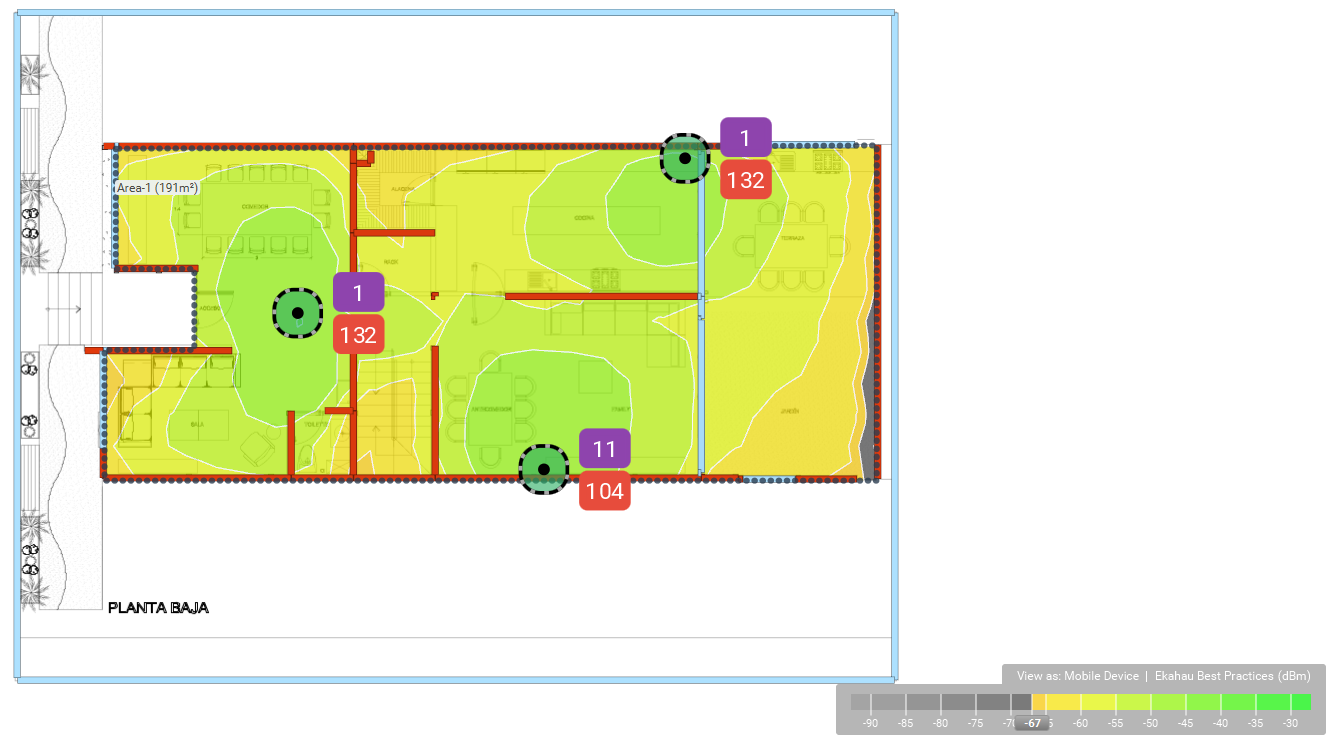 Mapa de calor WiFi planta baja